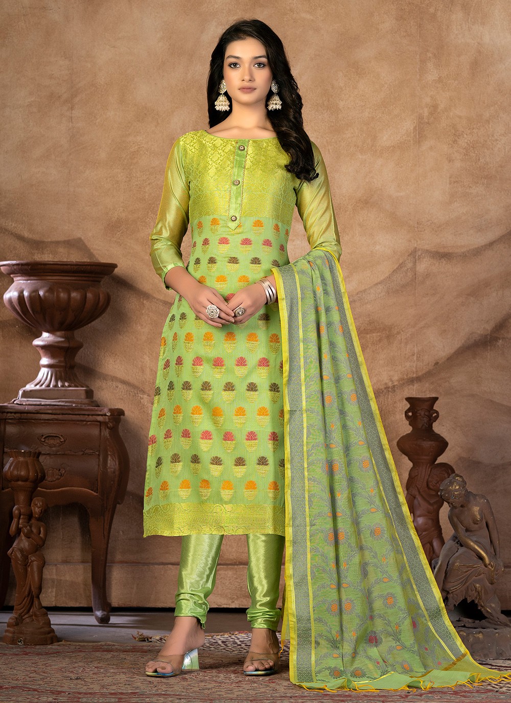 Formal Wear Banarasi Designer Suits at best price in Varanasi | ID:  16969739097