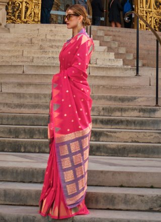 Strange Hot Pink Khadi Silk Classic Saree