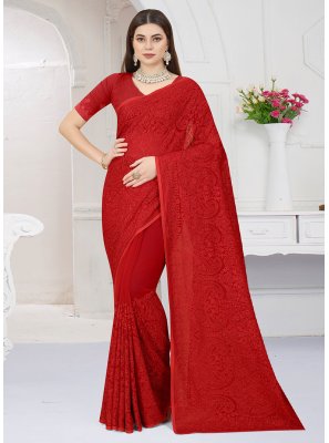 Swarovski Red Georgette Classic Saree
