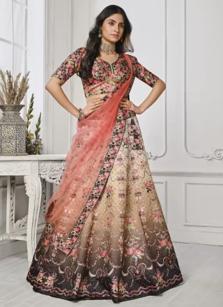 Swarovski Work Satin Silk Lehenga Choli In Multi Colour
