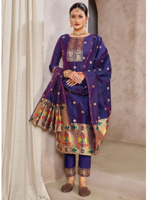 Tafeta Silk Jacquard Work Salwar Suit