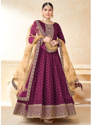 Tafeta Silk Purple Trendy Salwar Kameez