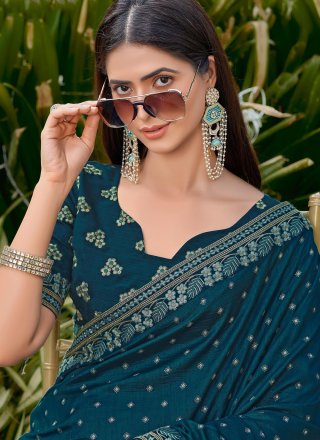 Teal Silk Classic Saree