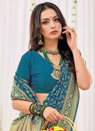 Teal Silk Traditional Saree