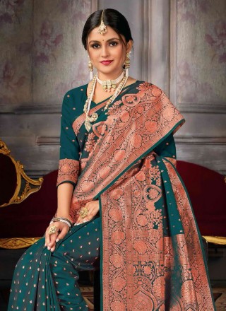 Teal Wedding Designer Saree