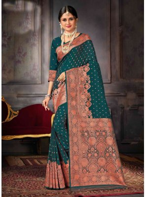 Teal Wedding Designer Saree