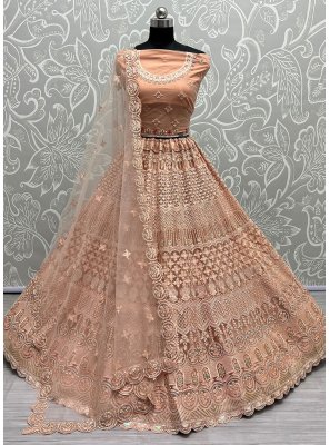 Thread Net Peach Trendy Lehenga Choli