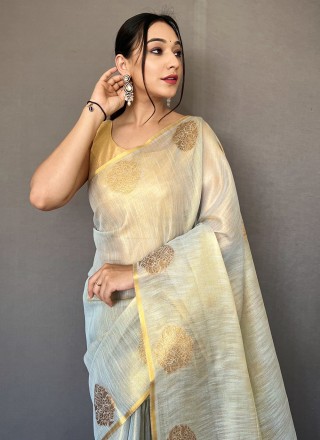 Tissue Weaving Grey Trendy Saree