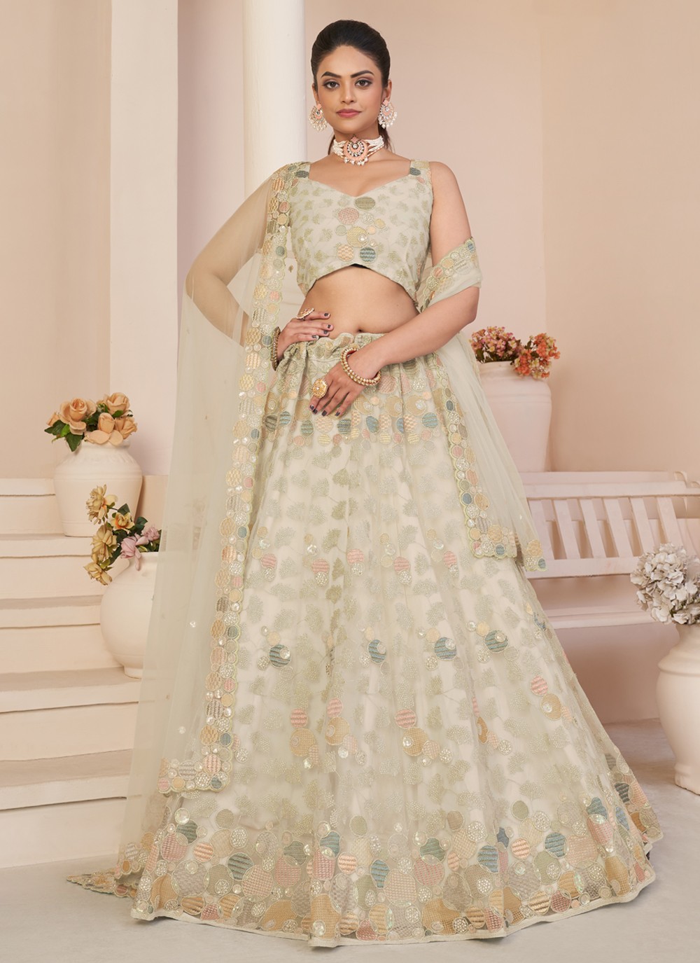 Dignified A Line Lehenga Choli For Reception