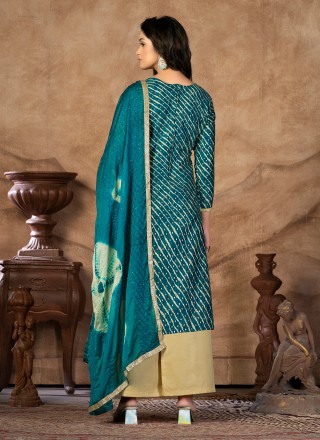 Turquoise Casual Trendy Suit