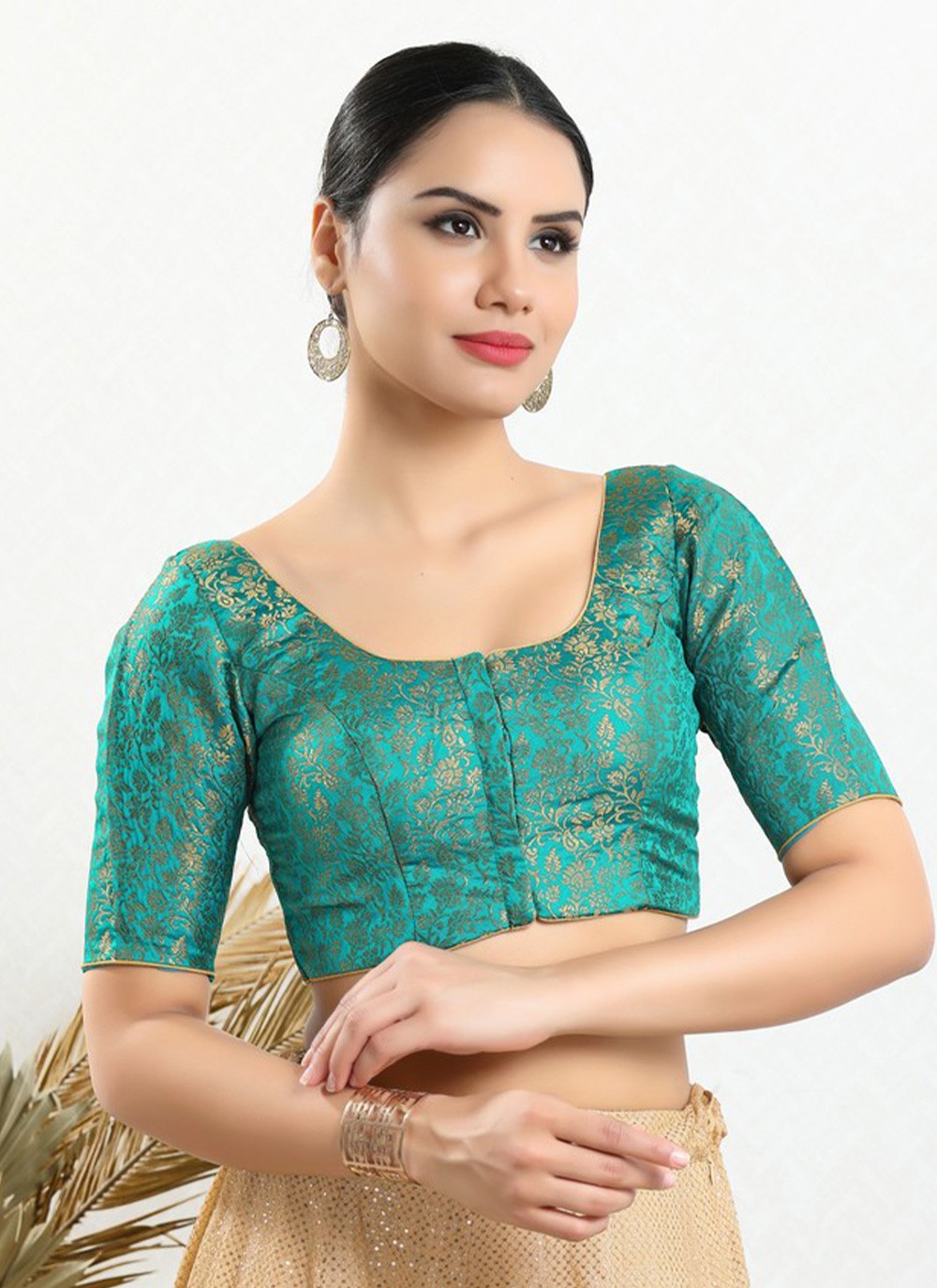 Shop Online Turquoise Color Designer Blouse 255056