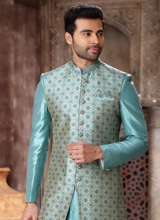 Turquoise Embroidered Indo Western