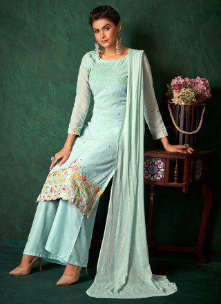 Turquoise Georgette Salwar Suit with