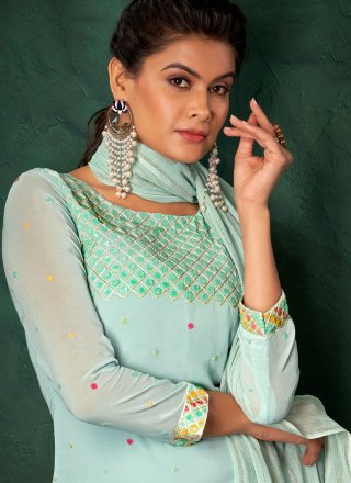 Turquoise Georgette Salwar Suit with