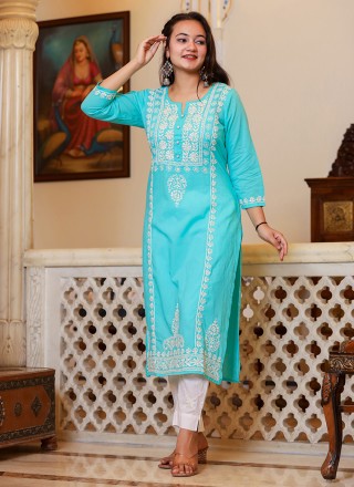 Turquoise Lucknowi work Salwar Suit