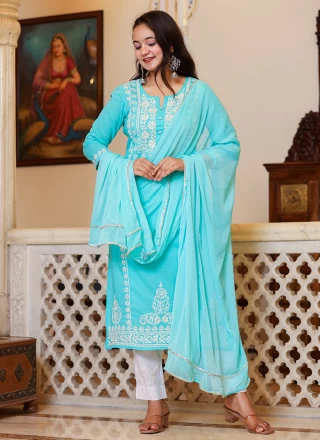 Turquoise Lucknowi work Salwar Suit