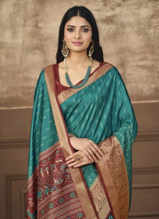 Multi Colour Tussar Silk Classic Sari with Border
