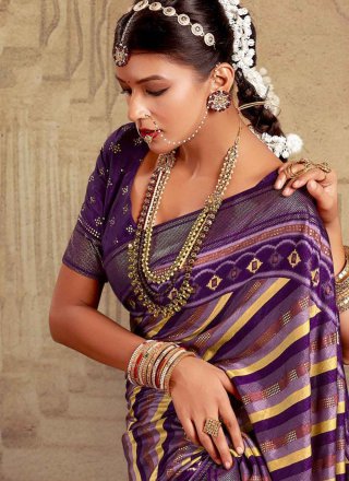 Tussar Silk Contemporary Saree in Purple