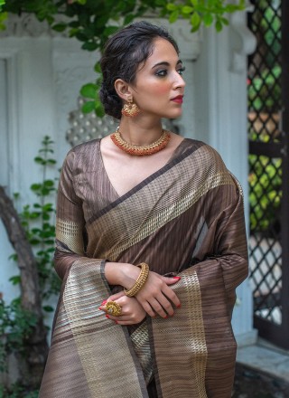 Tussar Silk Woven Contemporary Saree