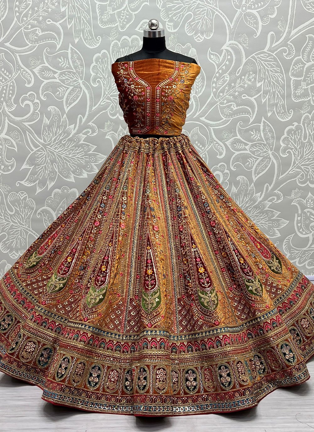 Pale Mustard Designer Heavy Embroidered Wedding & Bridal Lehenga | Saira's  Boutique
