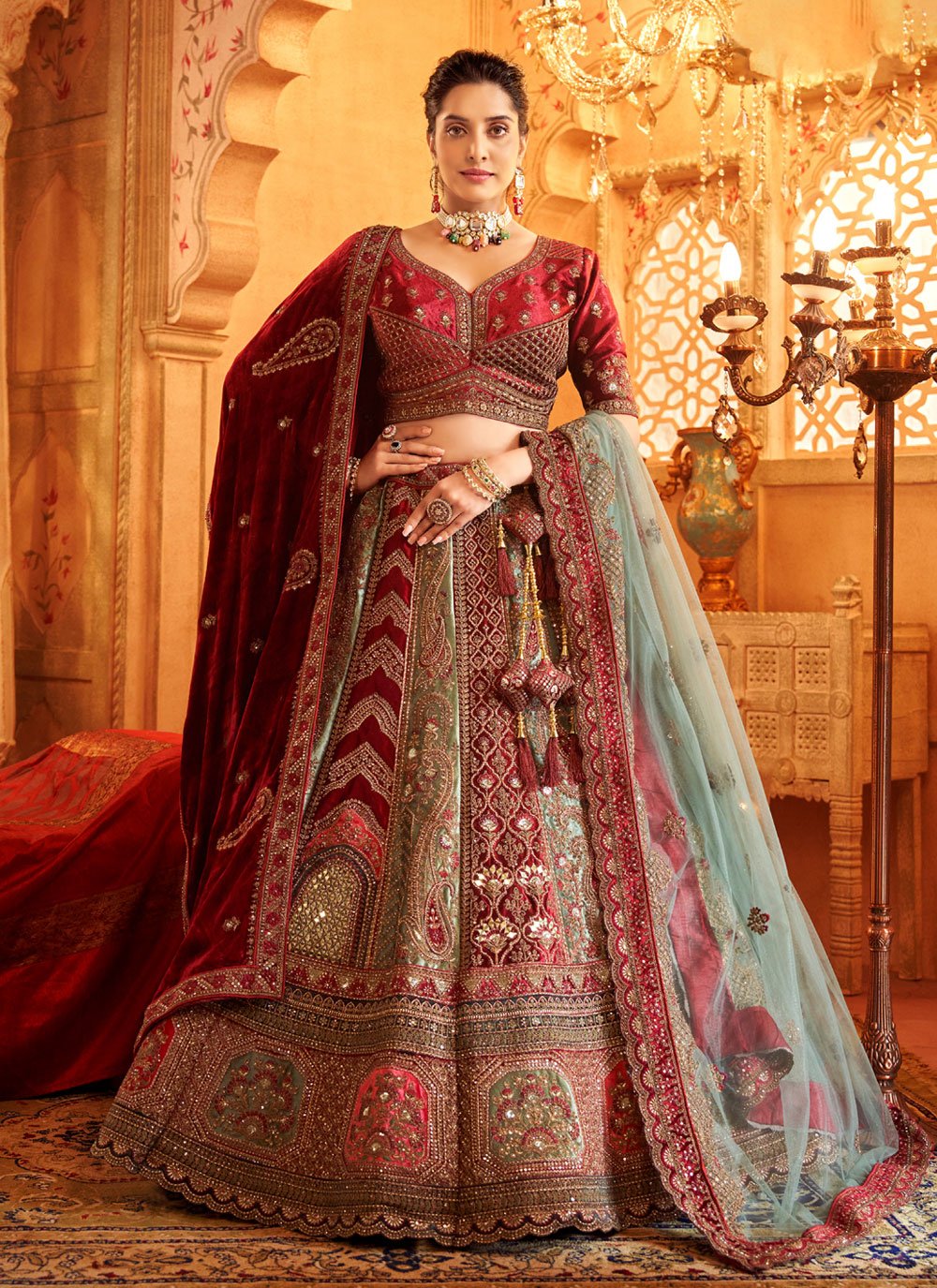 Beautiful Net Hand embroidered Lehenga-Choli. | Indian gowns dresses,  Lehnga dress, Party wear lehenga