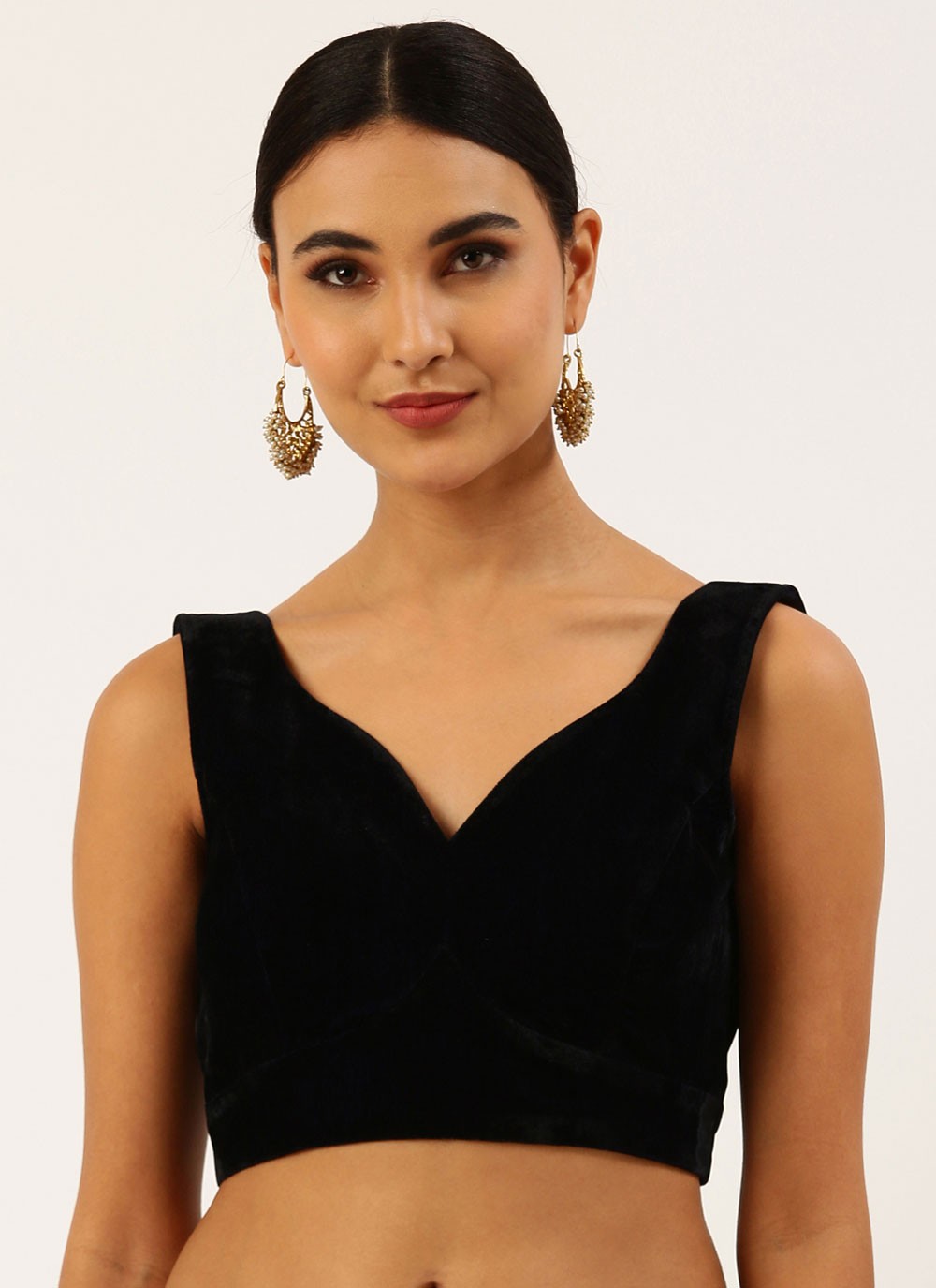 Designer Sari Sleevless Velvet Blouse Bollywood Women Crop Top Ethnic Choli