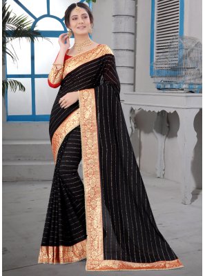 Vichitra Silk Border Black Trendy Saree