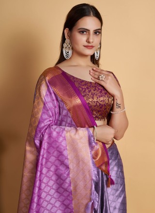 Violet Color Trendy Saree