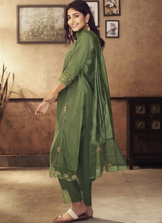 Viscose Embroidered Salwar Kameez in Green