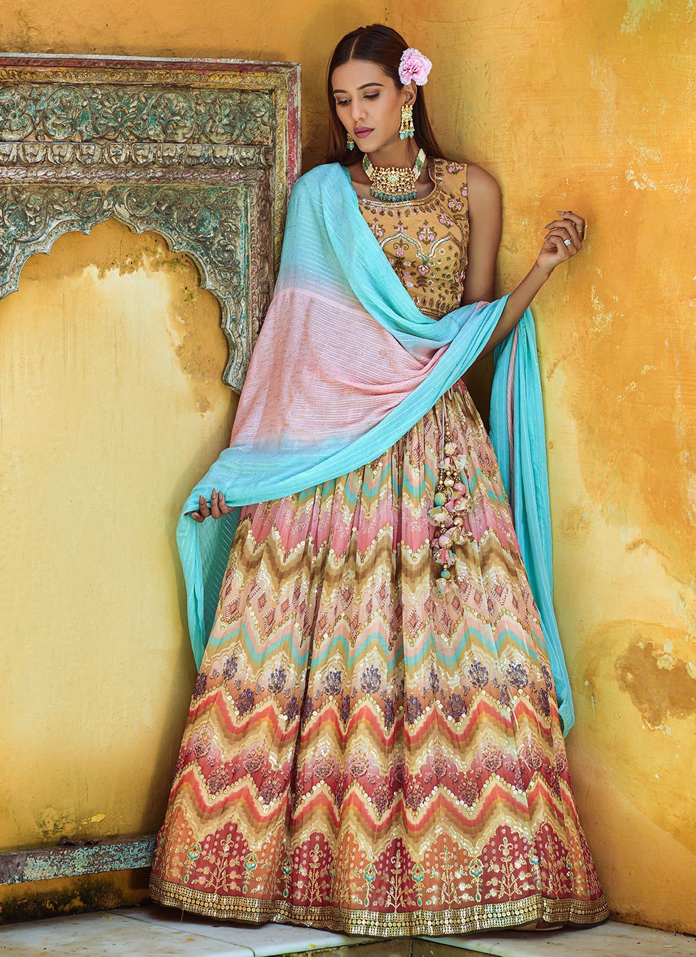 Maisha Multicolor Design Colours Wedding Lehenga, Age: 18-35, 3 at Rs 5445  in Surat