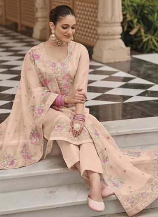 Viscose Peach Stone Designer Salwar Suit