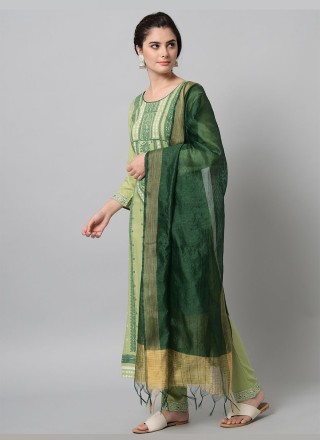 Viscose Sea Green Printed Salwar Suit