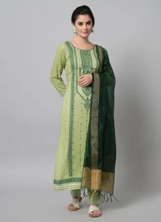 Viscose Sea Green Printed Salwar Suit