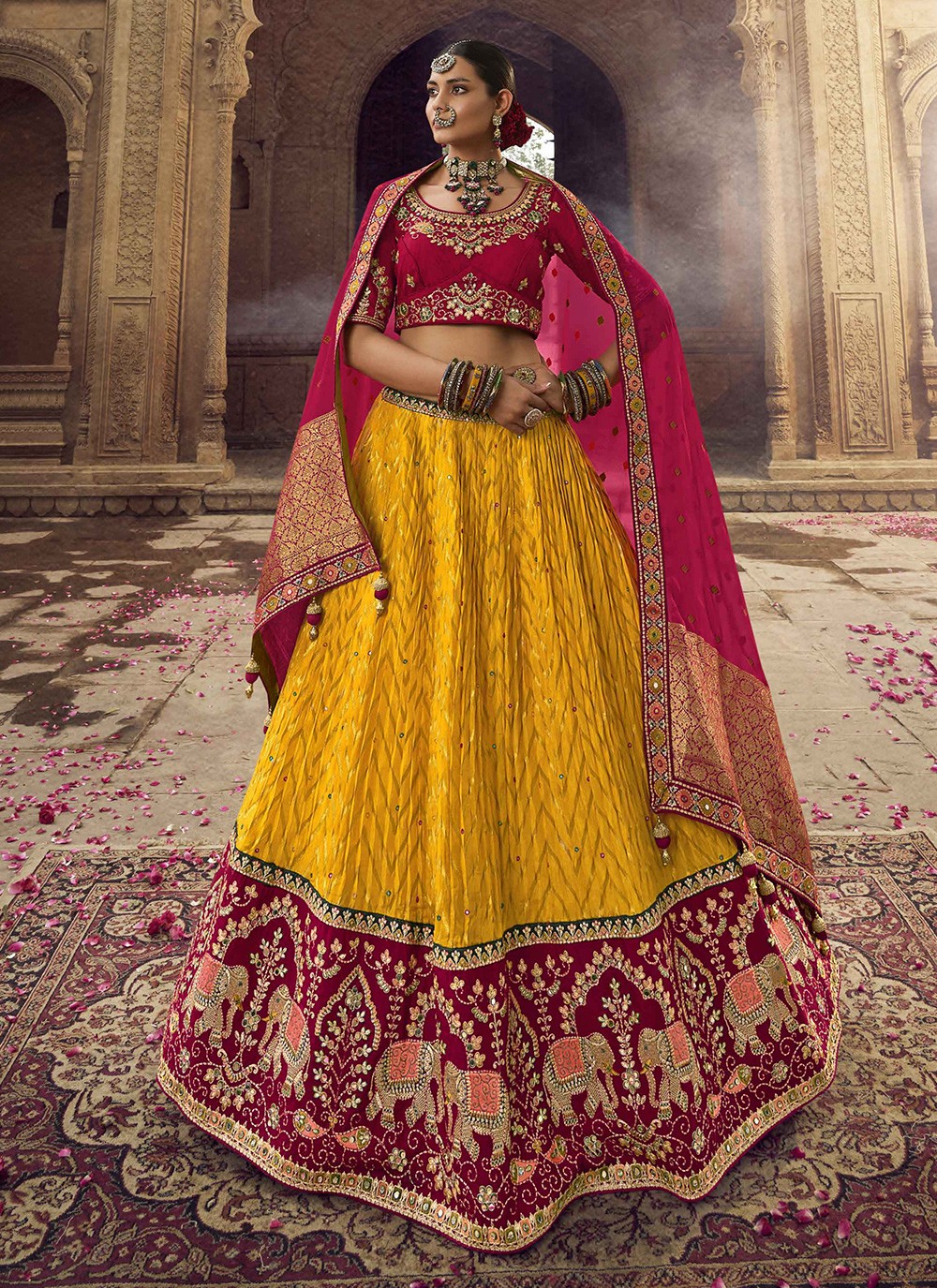 Yellow lehenga choli on sale online