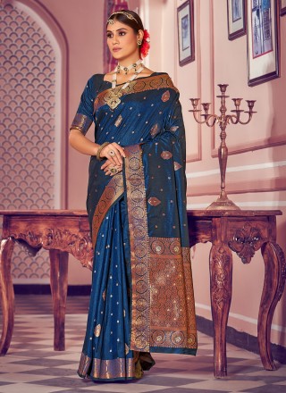 Weaving Banarasi Silk Classic Designer Saree in Blue