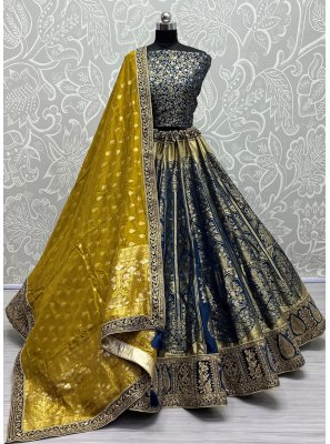 Weaving Banarasi Silk Designer Lehenga Choli in Blue
