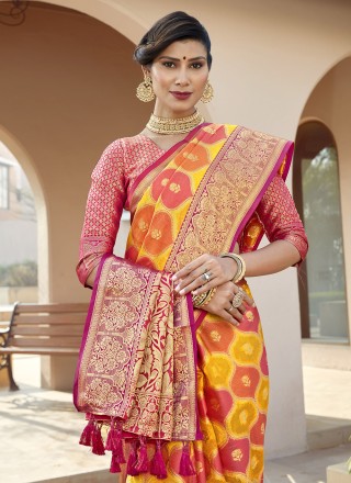 Weaving Banarasi Silk Designer Traditional Saree in Multi Colour