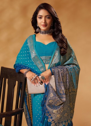 Weaving Blue Trendy Saree