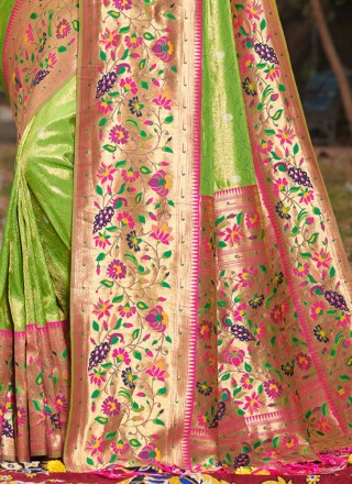 Weaving Mehndi Traditional Designer Saree