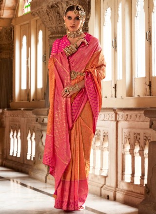 Weaving Orange and Pink Saree