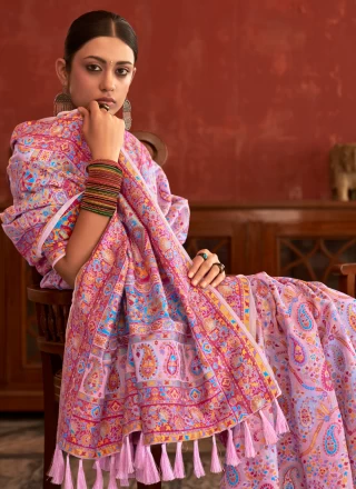 Weaving Pashnima Silk Multi Colour Contemporary Saree