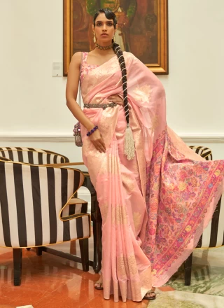 Weaving Pink Designer Saree
