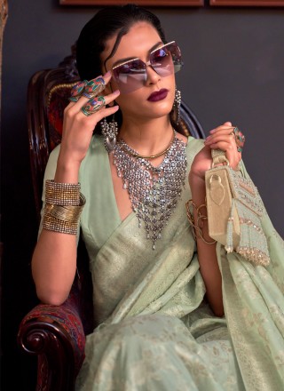 Weaving Sea Green Designer Saree