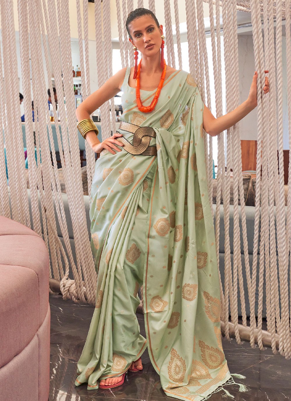 Weaving Silk Classic Saree in Sea Green