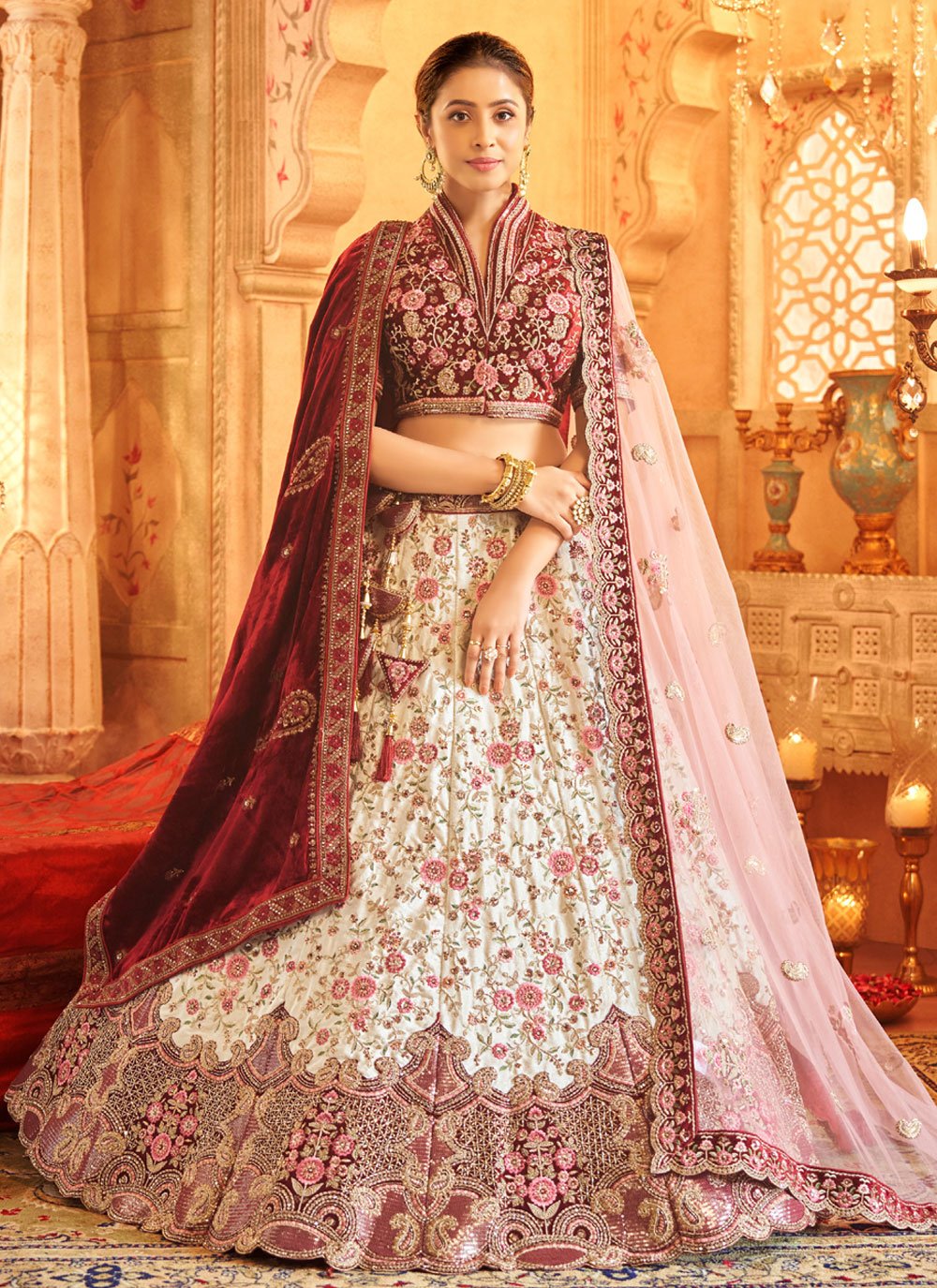 Indian Bridal Wear - Cerise Pink Lehenga by B Anu Designs