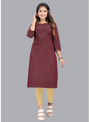 Wine Color Party Wear Kurti