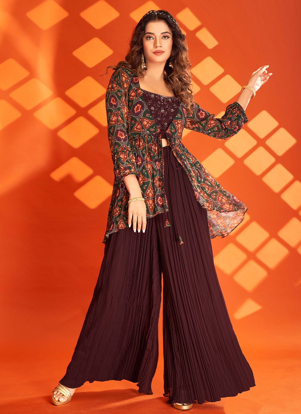 Wine Embroidered Party Readymade Salwar Kameez