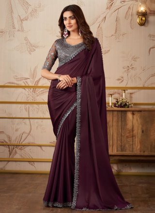 Dark Wine Silk Saree | Leemboodi