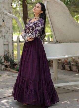 Wine Viscose Ceremonial Gown