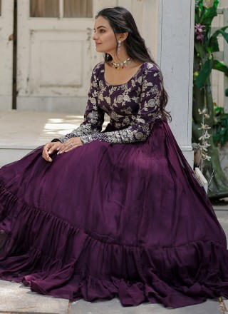 Wine Viscose Ceremonial Gown